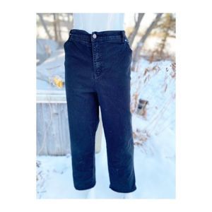 Vintage High Waist Black Mom Jeans Straight Wide Leg Volup Sz 22W Stretch
